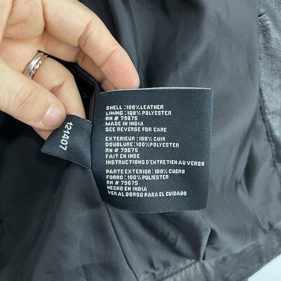 Michael Kors Womens Black Leather Jacket Size XS Classic Zip Up Party Evening - Picture 11 of 14